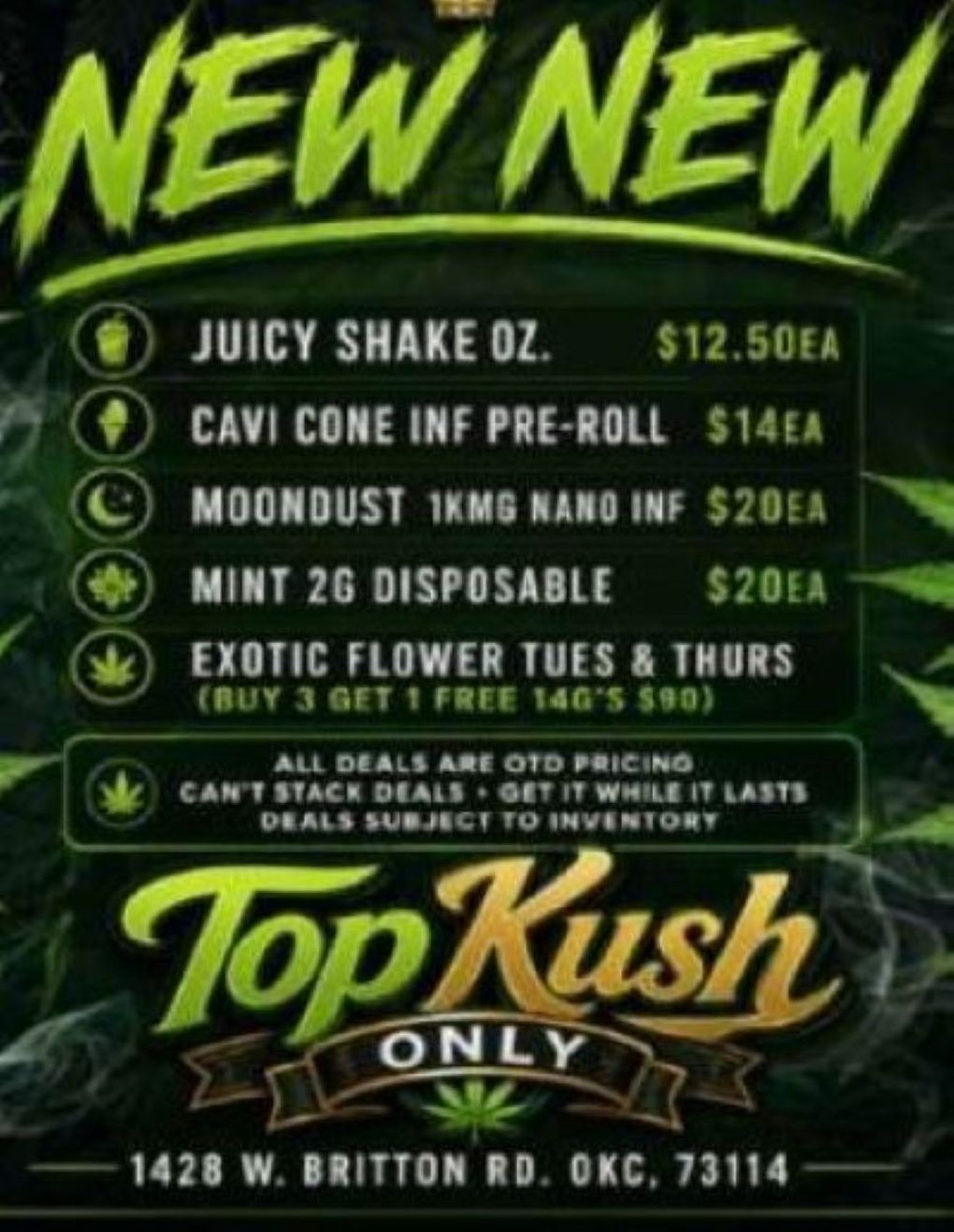 Top Kush Only deals flyer